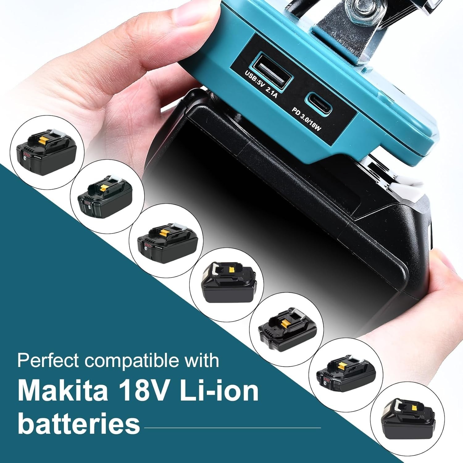 Cordless LED Work Light Compatible with Makita 18V Battery, 90W 7000LM Portable