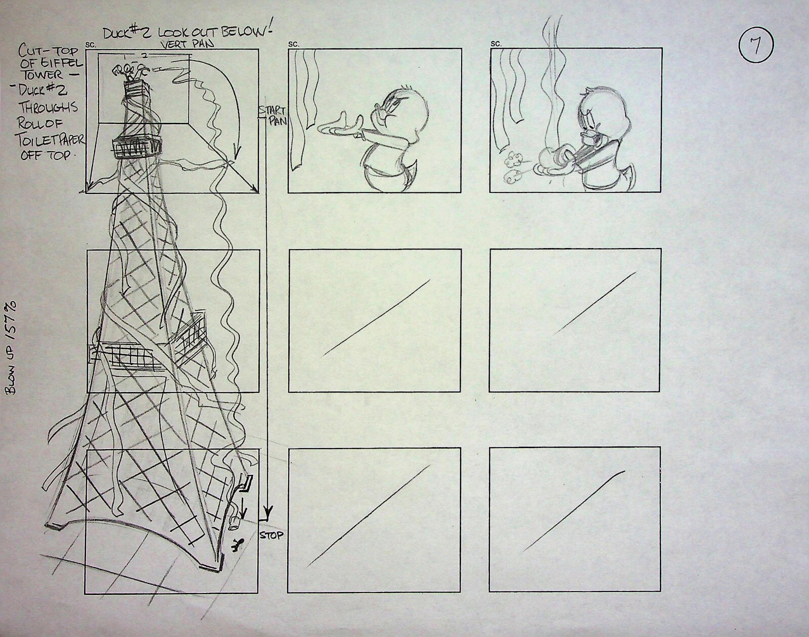 The Baby Huey Show 1995 Production Steve Loter Hand Drawn Storyboard Page