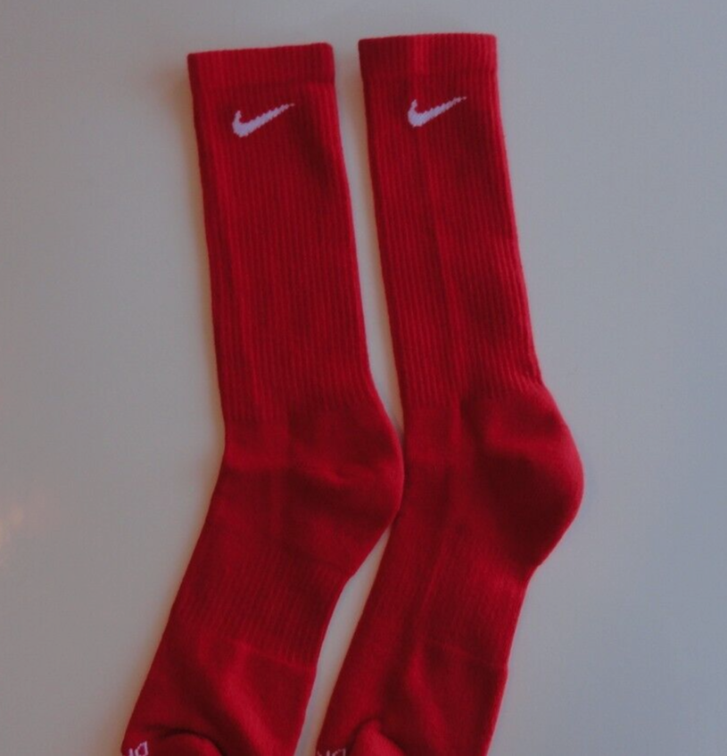 NIKE EVERYDAY PLUS Performance Cushion Crew Socks RED WHITE MENS 7 -12