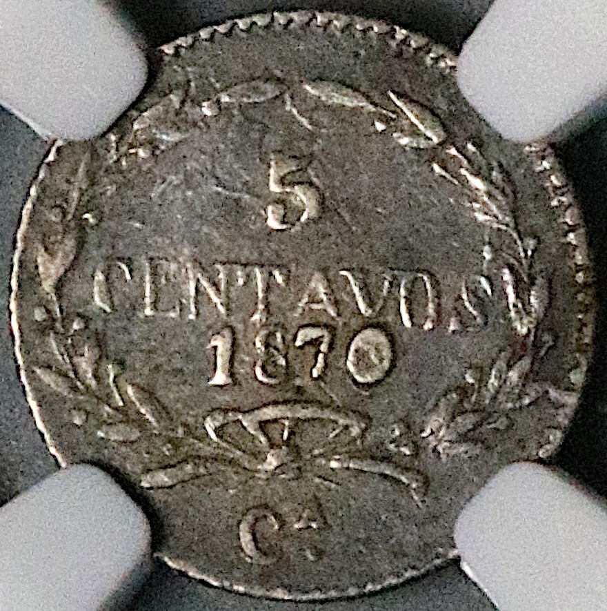 1870-Ca NGC VF 35 Mexico 5 Centavos Rare Chihuahua Mint Coin 35k (24111201C)