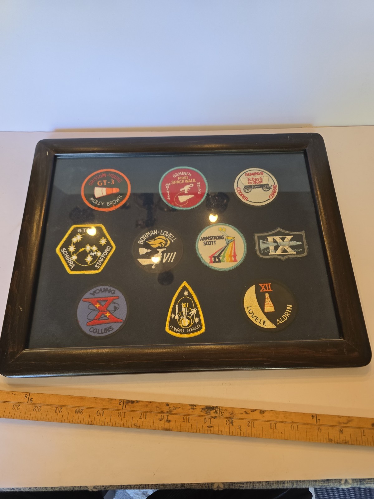 Framed NASA Gemini Program Mission Patch Set 18x14 Wall Decor Display - 9...
