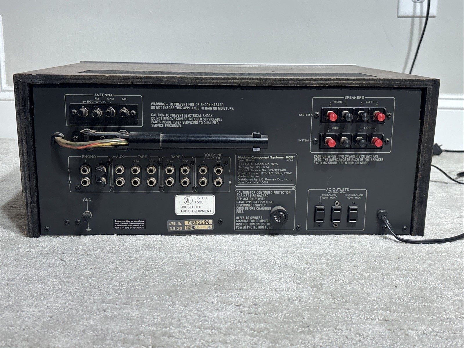 MCS 3275 Vintage Stereo Monster Receiver