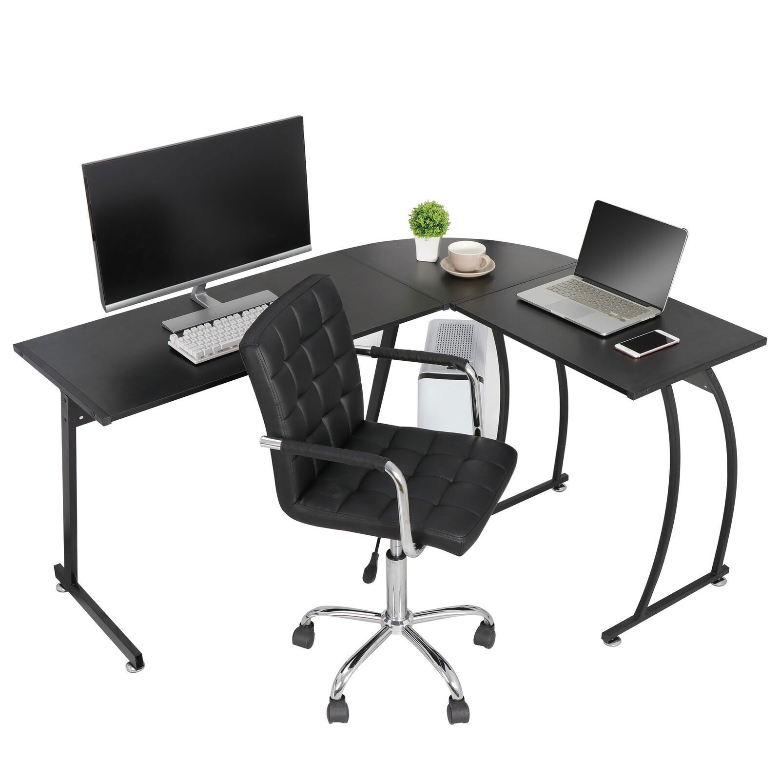 L-Shaped Computer Desk Gameing Corner Desk PC Laptop Table Workstation Home 58"