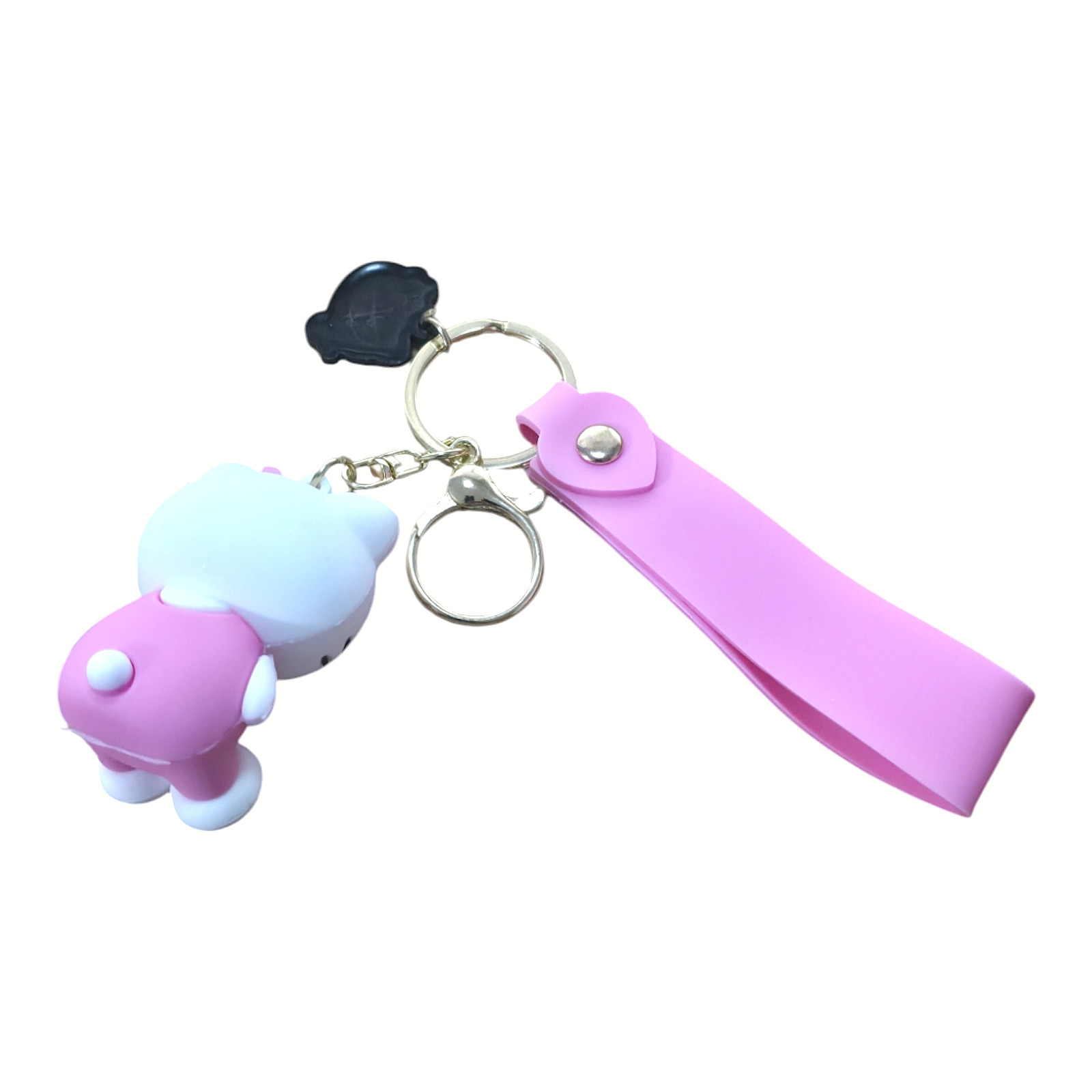 Hello Kitty Cartoon Doll Bag Pendant Rubber & Metal PINK Keychain NewFree Ship