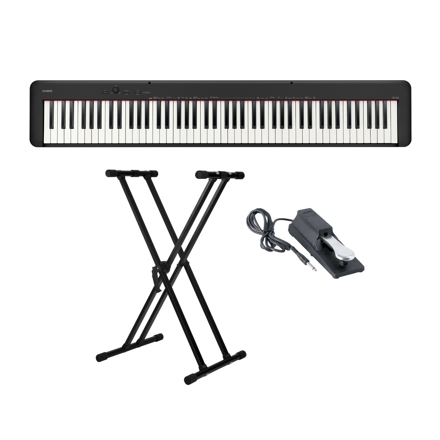 Casio CDP-S160 88-Key Digital Piano (Black) with Keyboard Stand and Pedal