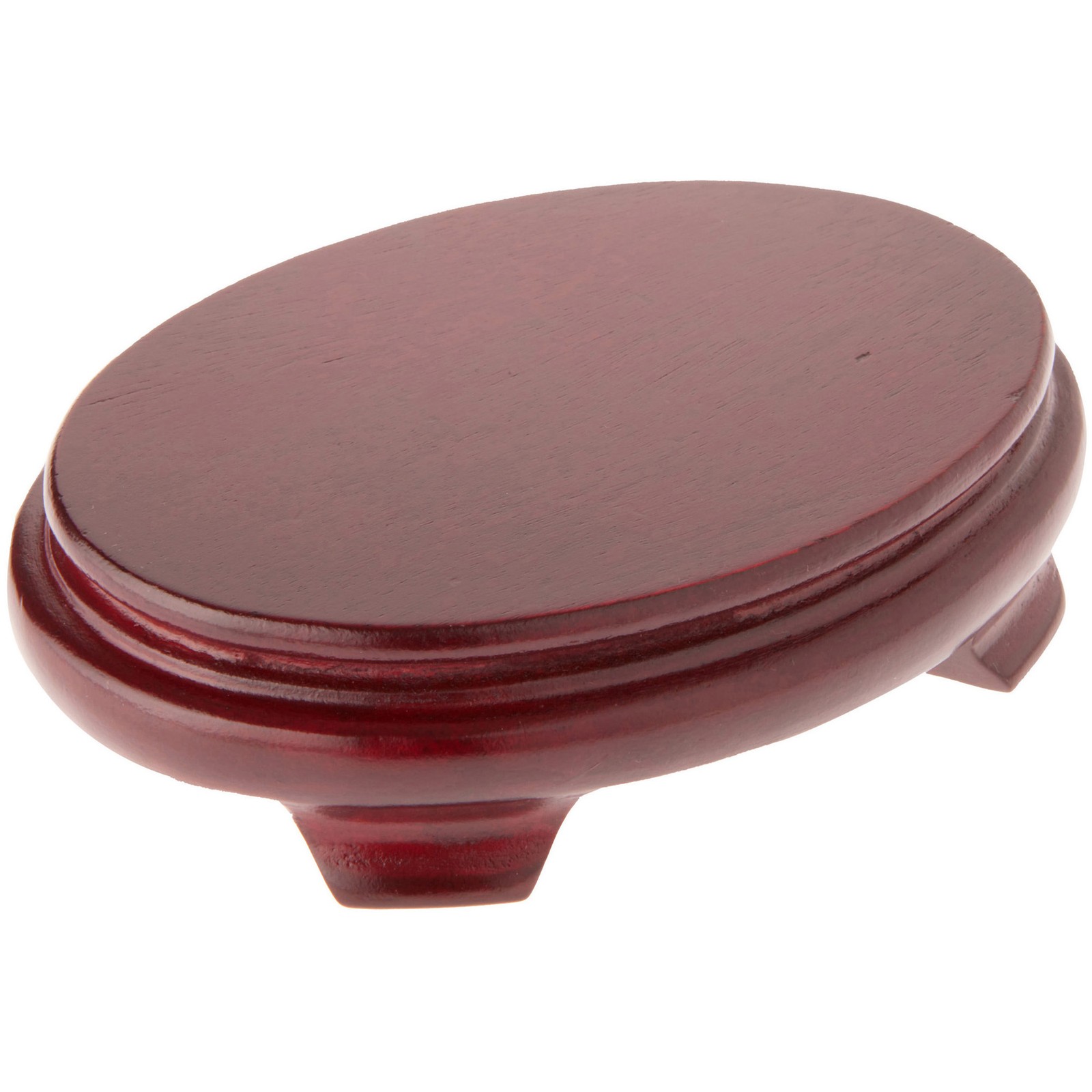 Plymor Red Oval Wood Veneer Footed Display Base, 5.5" W x 4" D x 1.25" H