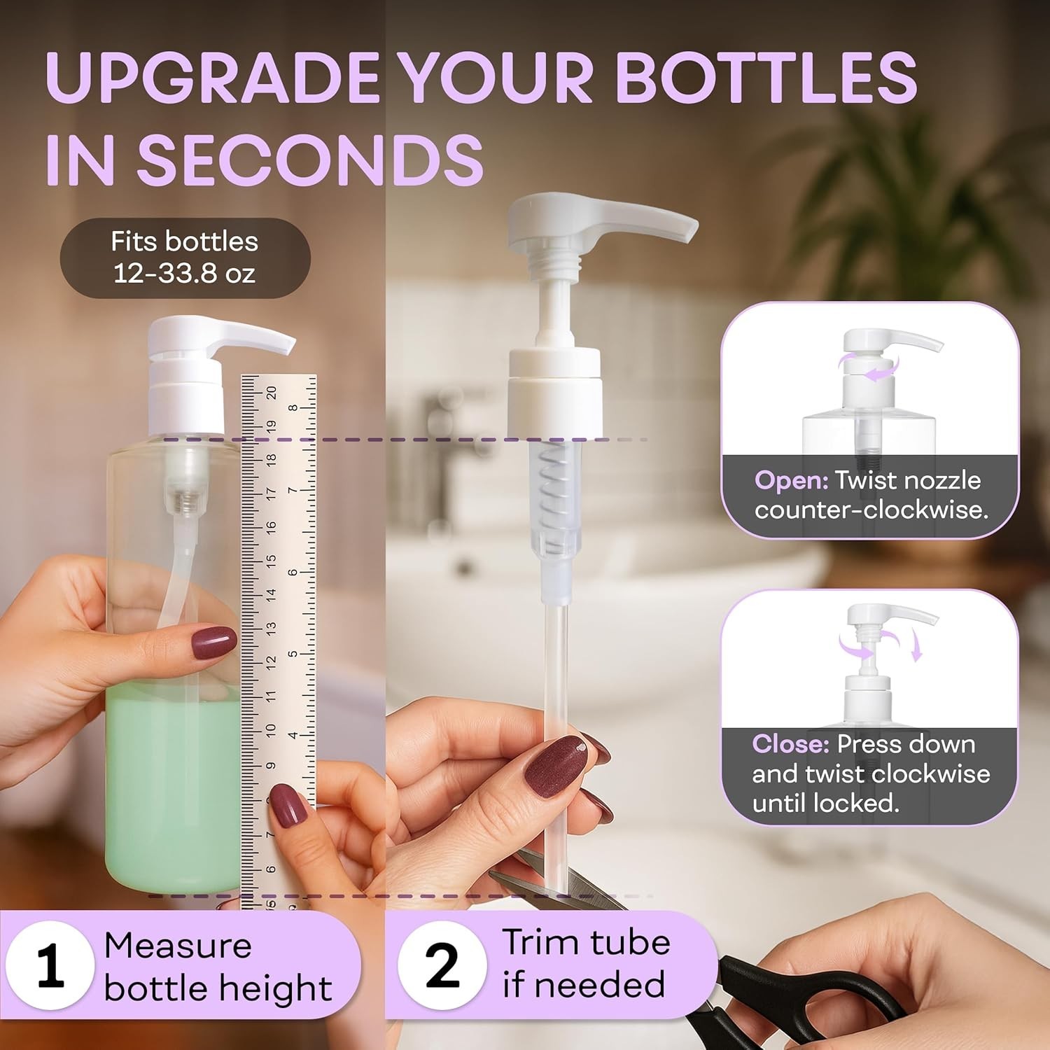 Customizable Length Lotion Pump - Perfect for Shampoo & Conditioner Bottles