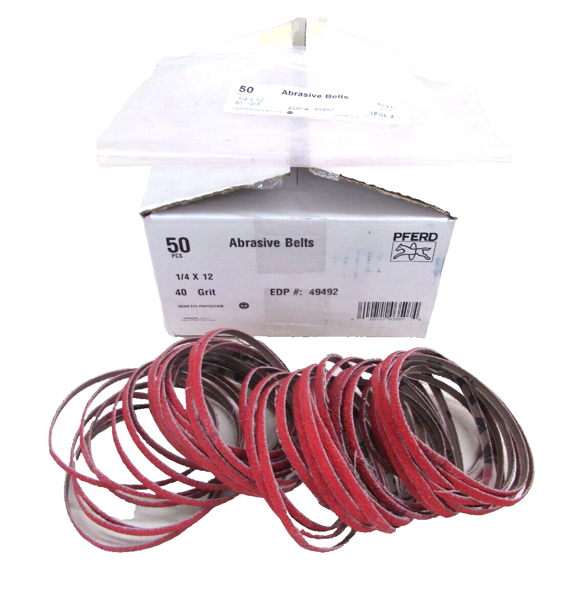 PFERD ABRASIVE BELTS, 50 PCS 1/4" X 12" 40 GRIT, #49492