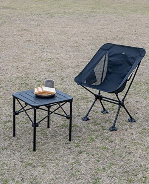 Lightweight Stable Alu. Folding Square Table Roll Up Top with Small Dark Black