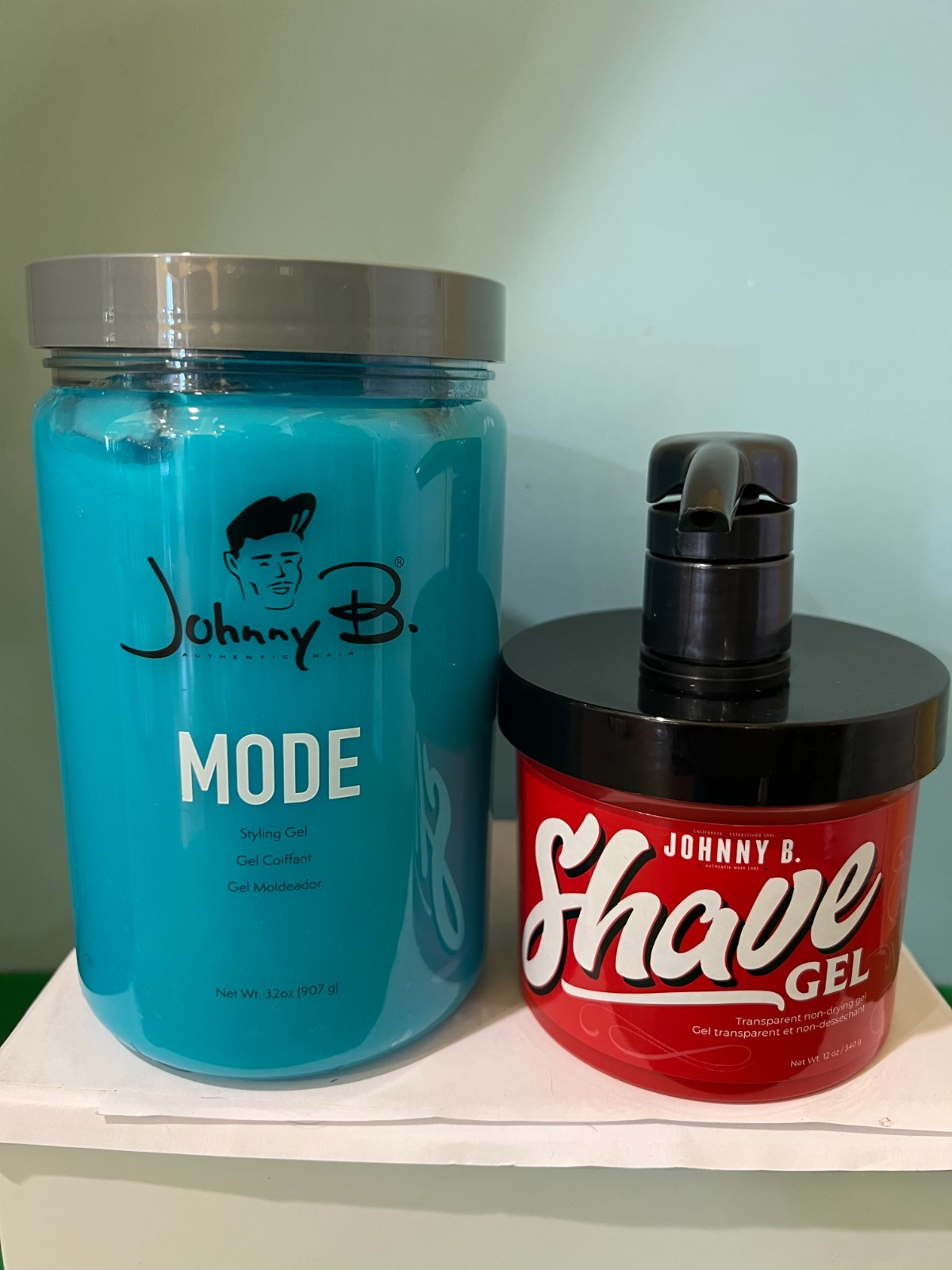2 Johnny B Mode Styling Gel & Johnny B Shave Gel 32oz & 12oz New & Authentic