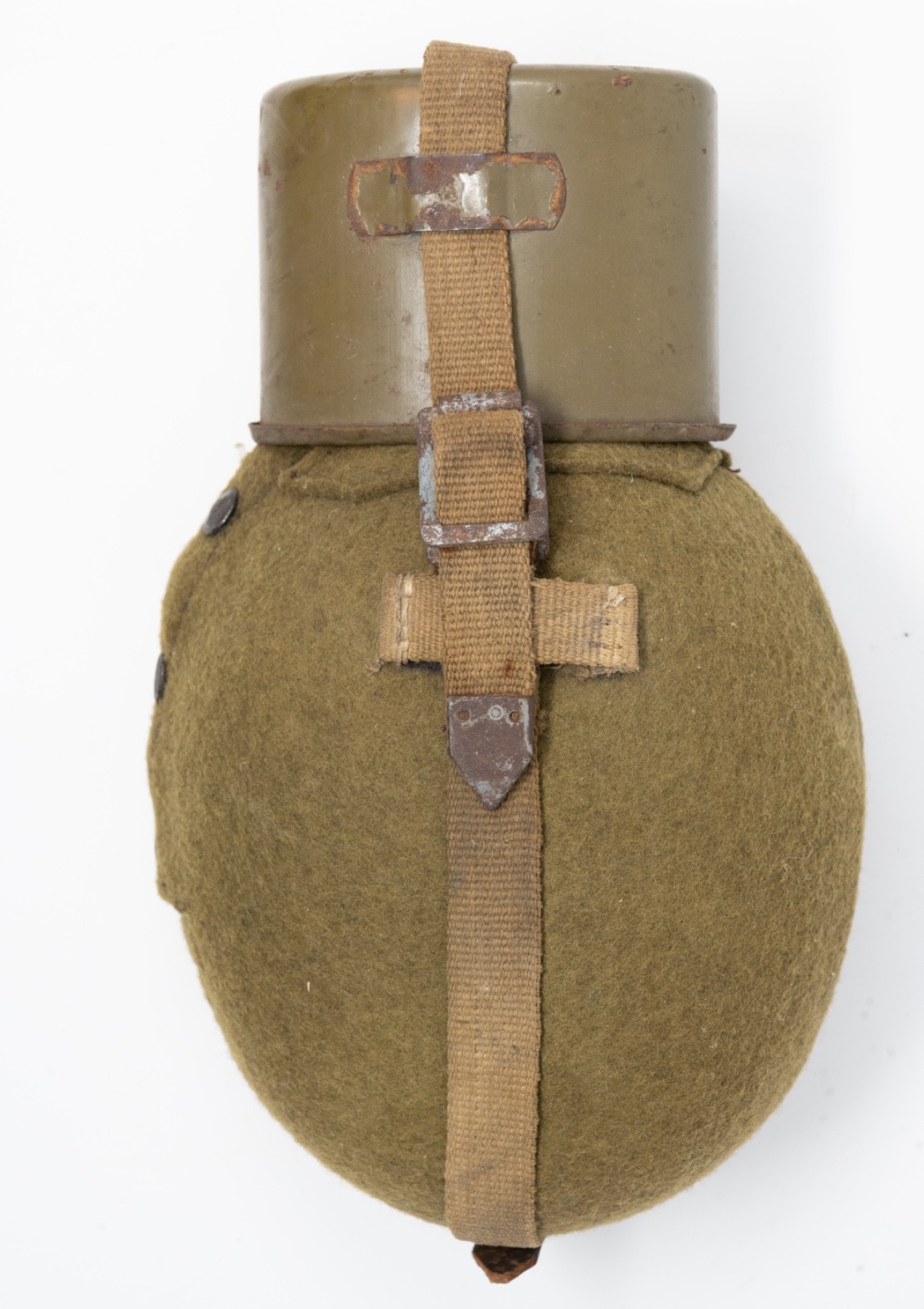 RARE Original German WWII Canteen with GREEN ENAMEL CUP Vintage Wehrmacht