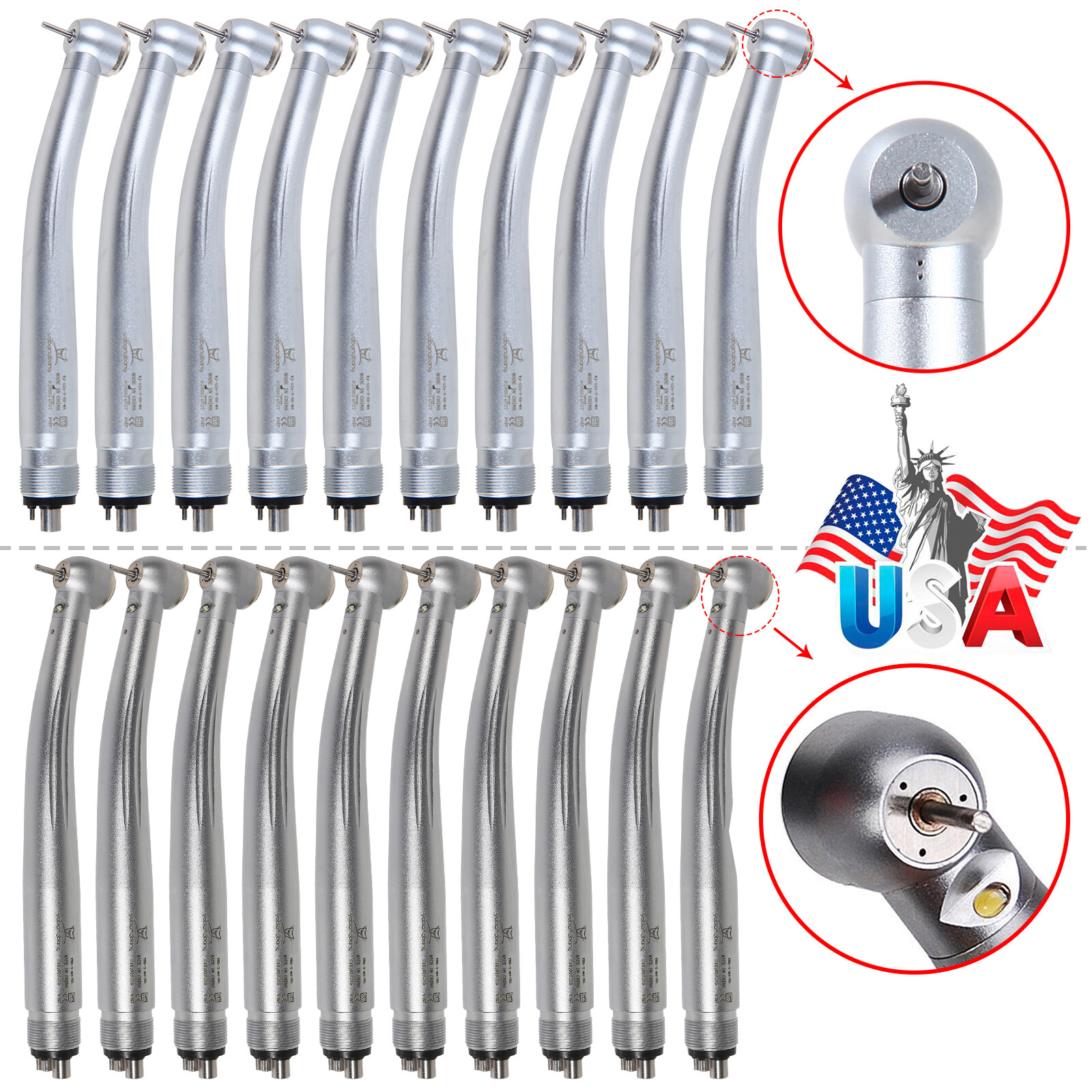 4Holes LED Fiber Optic E-generator High Speed Handpiece Fit NSK HS-L Dental
