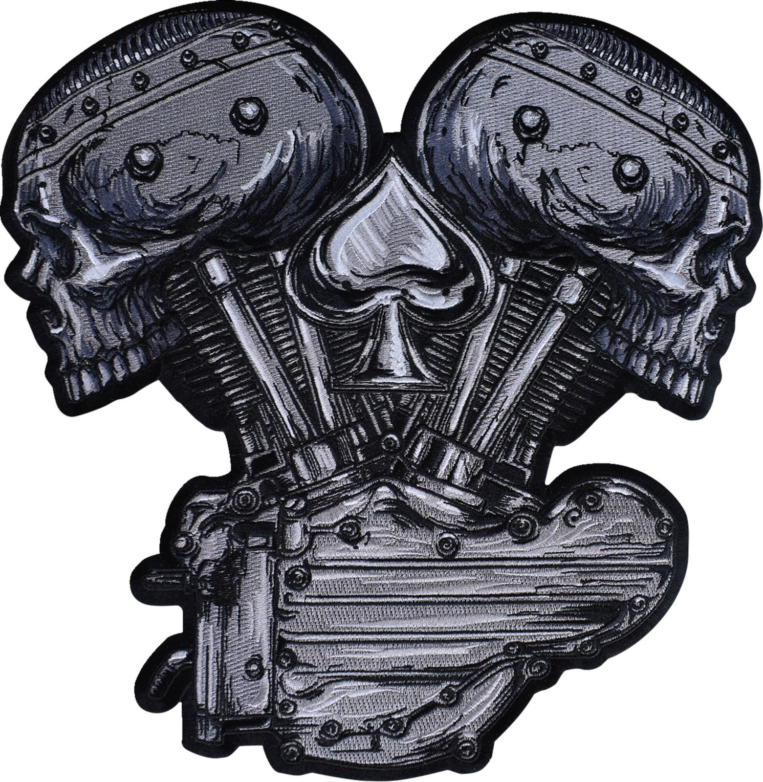 Lethal Threat Metal and Mayhem V-Twin Skull Embroidered Patch Black