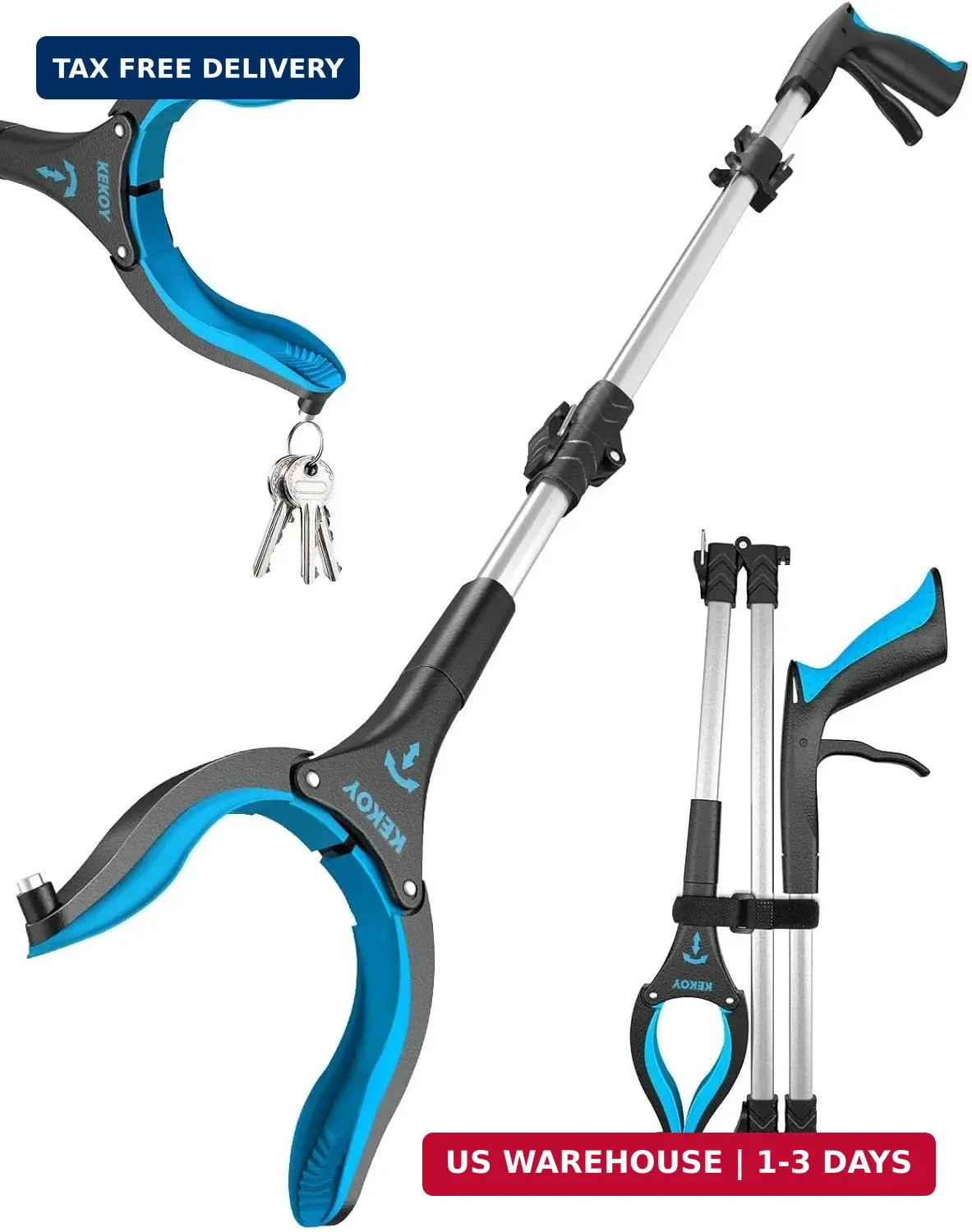 Kekoy 44 Inch Grabber Reacher Tool for Seniors, Foldable Reacher Grabbers Pickup