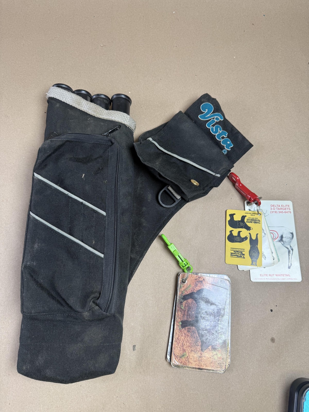 Vista Archery Hip Quiver Black 4 Tube Nylon W/ 3D Target Cards Archery Gear