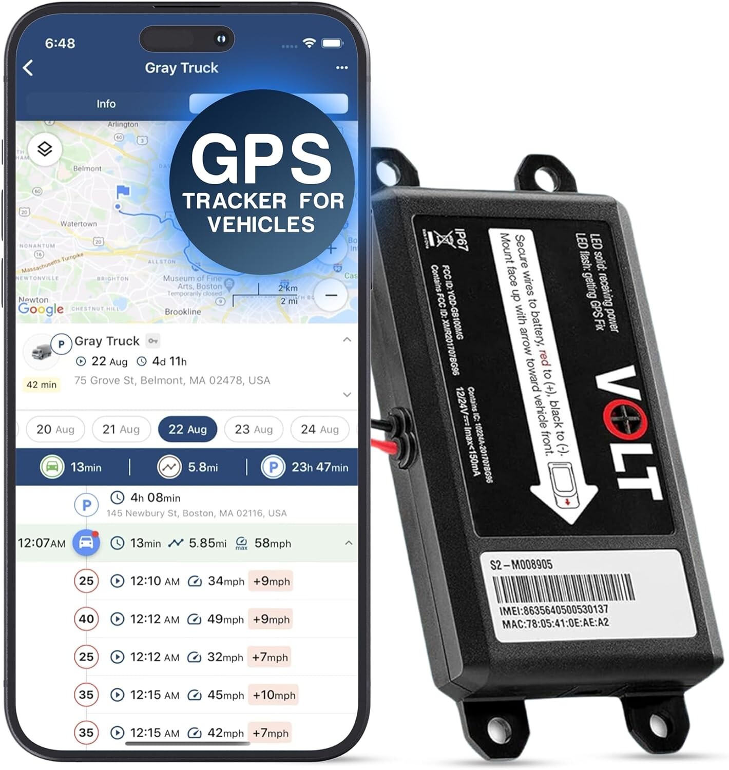 GPS Tracker for Vehicles with Real-time Alerts, 4G LTE - Livewire Volt
