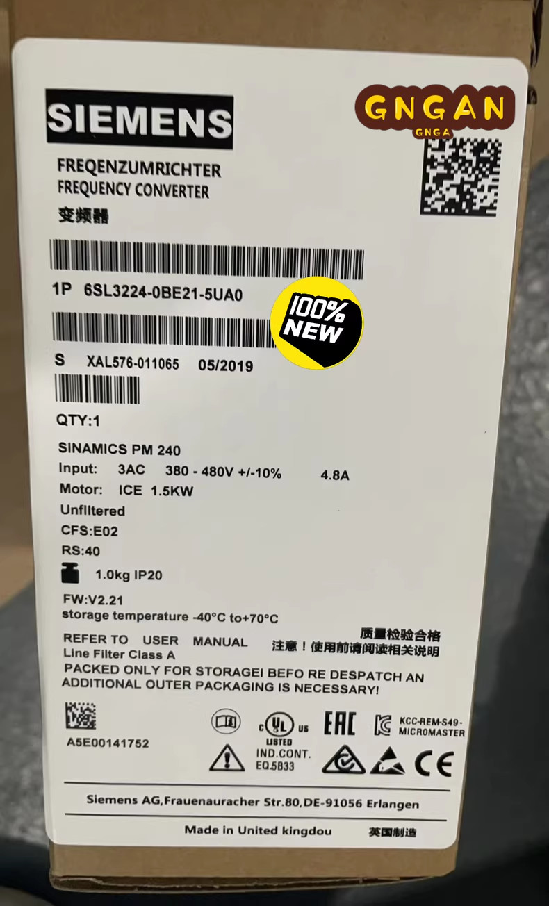 6SL3224-0BE21-5UA0 1PCS Brand New Siemens 6SL3 224-0BE21-5UA0 US free tax