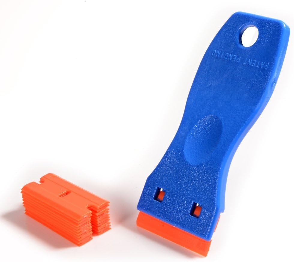 1.5" Ergonomic Plastic Razor Scraper with 10 Double Edged Blades - Multi-purpose