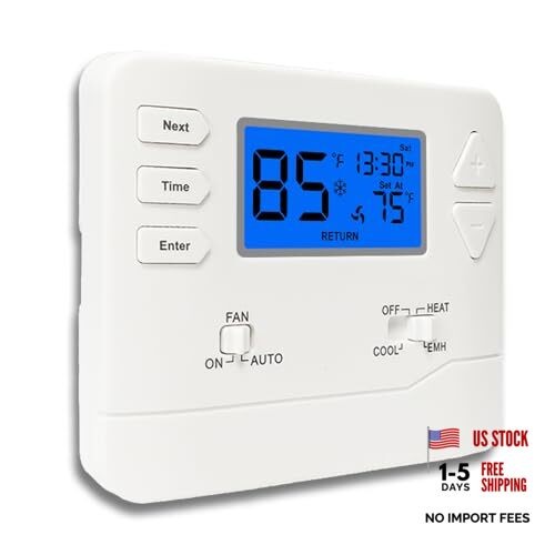 Thermostat for Heat Pump,NonProgrammable Thermostat for Home, Conventional Blue