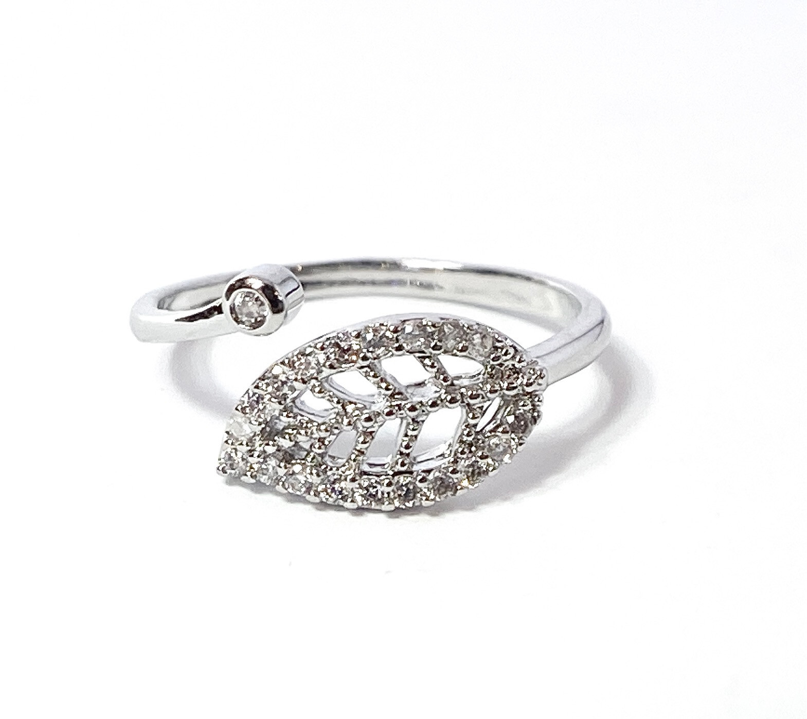 Leaf Multi-Paved CZ Gems Adjustable Mid Ring / Toe Ring