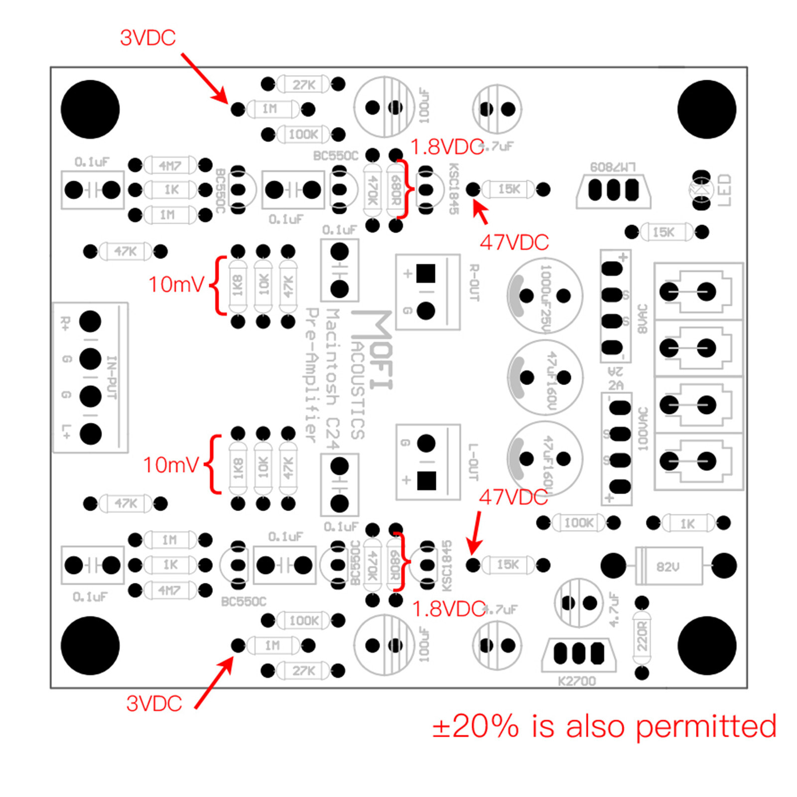 1pc McIntosh C24 Core circuit. Pre.Amplifier Kit DIY