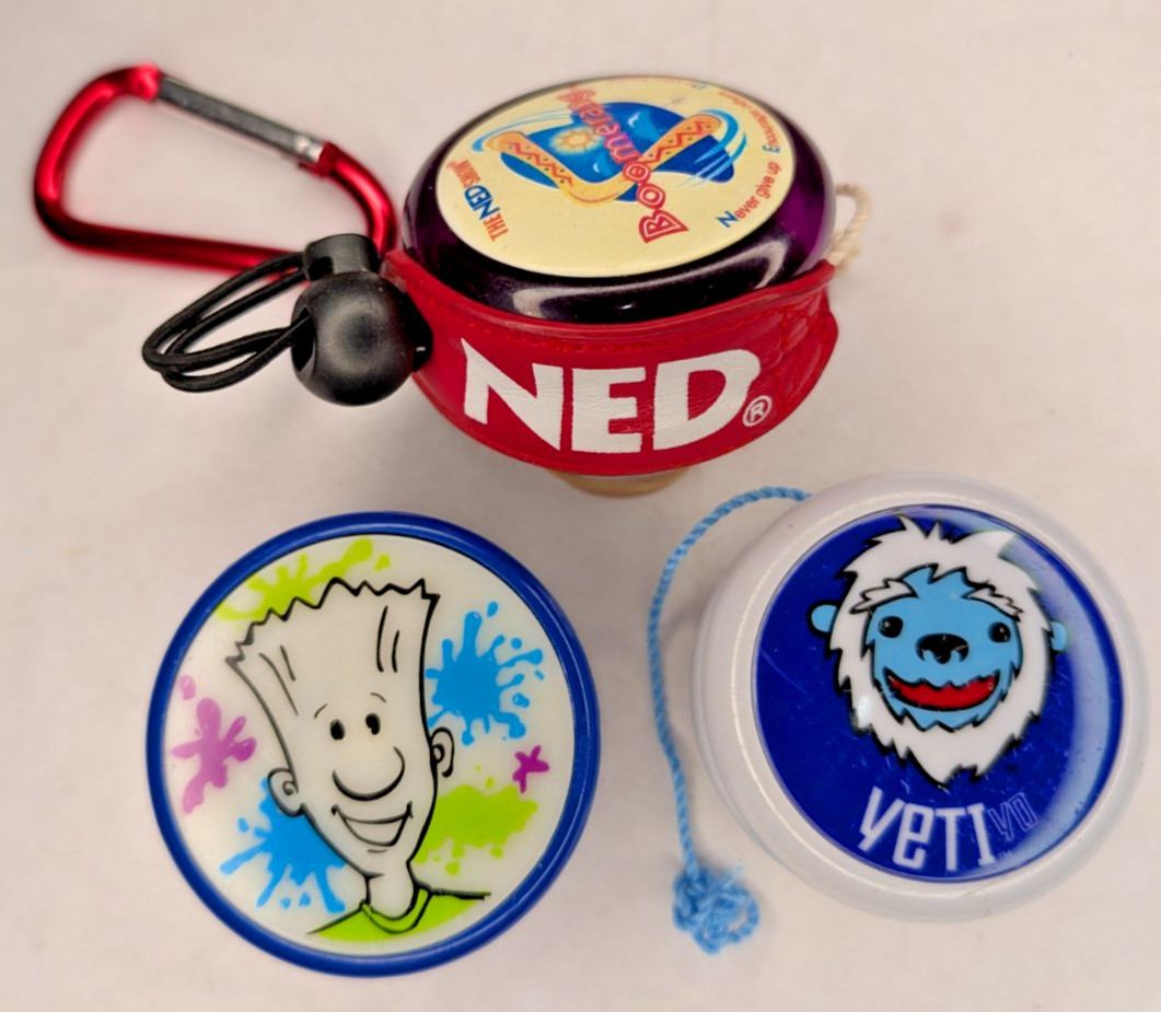 The NED SHOW Boomerang Pair of Yo Yo's leather wrap band + YETI 'Power Of YETI'