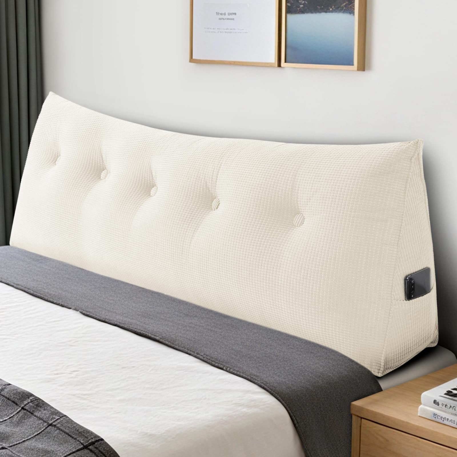 Soft Headboard Pillow Queen Size, Wall Backrest Wedge Pillow Headboard Queen,...