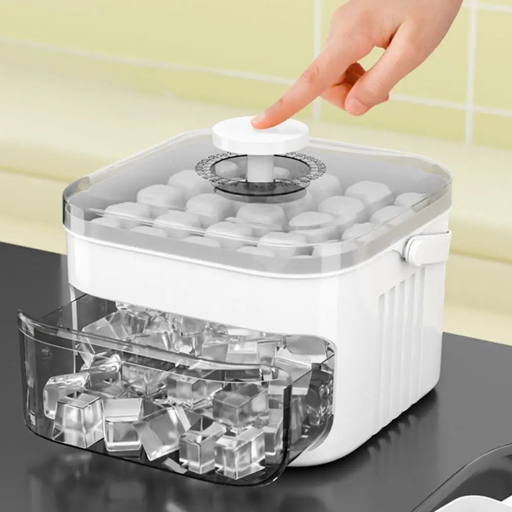 50 Cube Ice Maker Double Layer Tray Easy Press Cap Freezer Mold Container