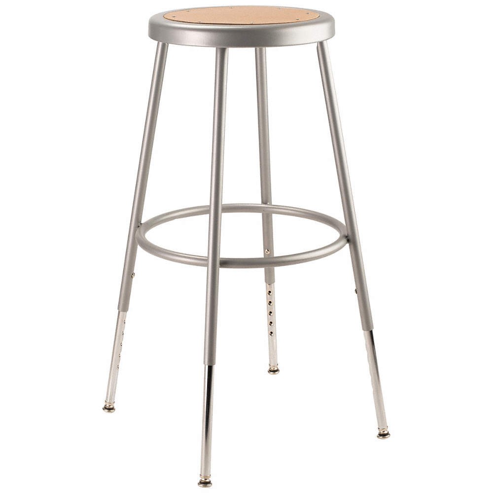 NATIONAL PUBLIC SEATING 3LLV9 Round Stool,Adjustable Legs,Gray,25"H 3LLV9