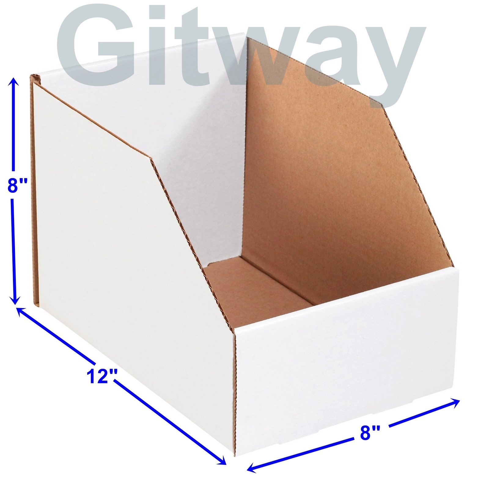 25 pcs 8" X 12" x 8" Corrugated Cardboard Open Top Storage Parts Bin Bins Boxes