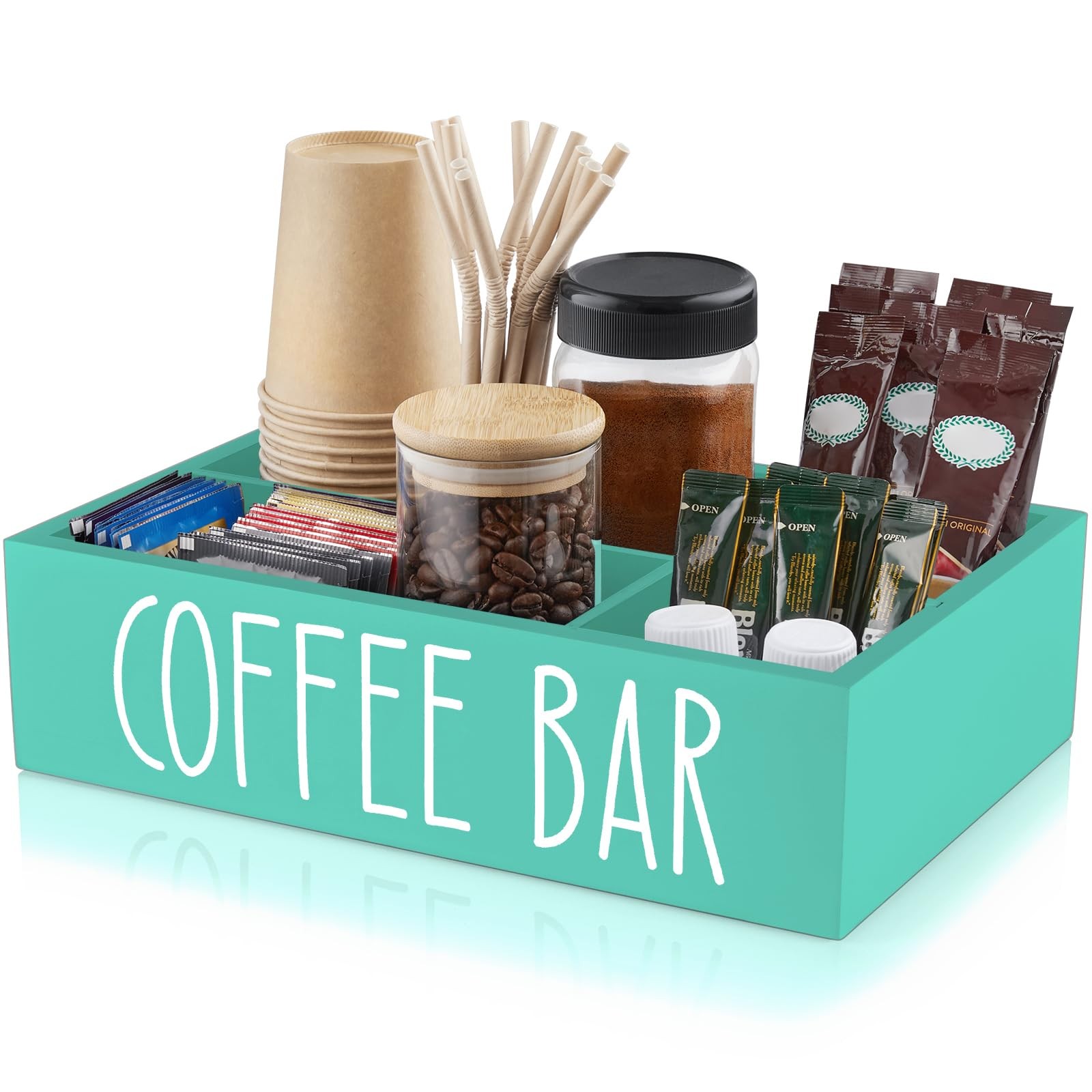 ALELION Turquoise Coffee Station Organizer with Removable Dividers - K Cup Pod H