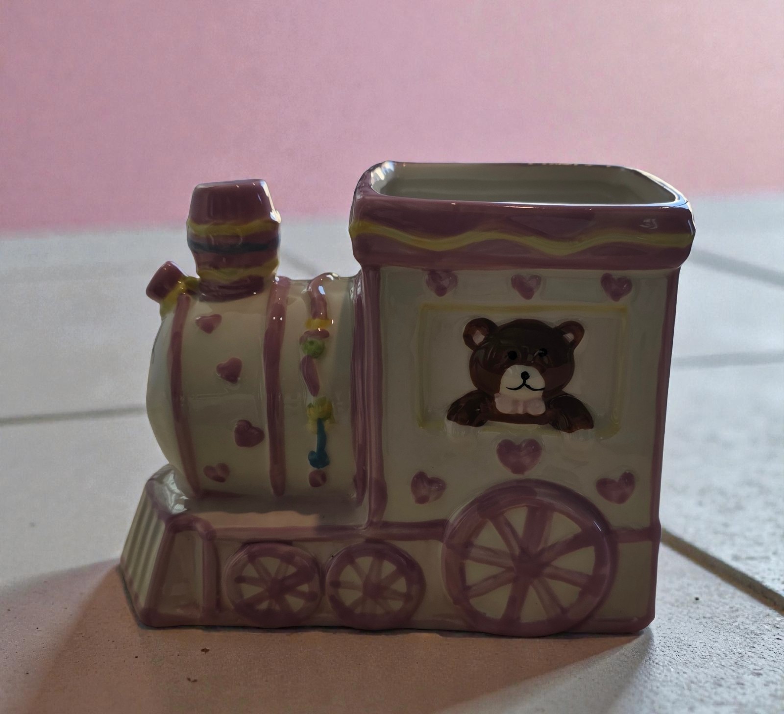 Ceramic Baby Train Planter Vase Decor