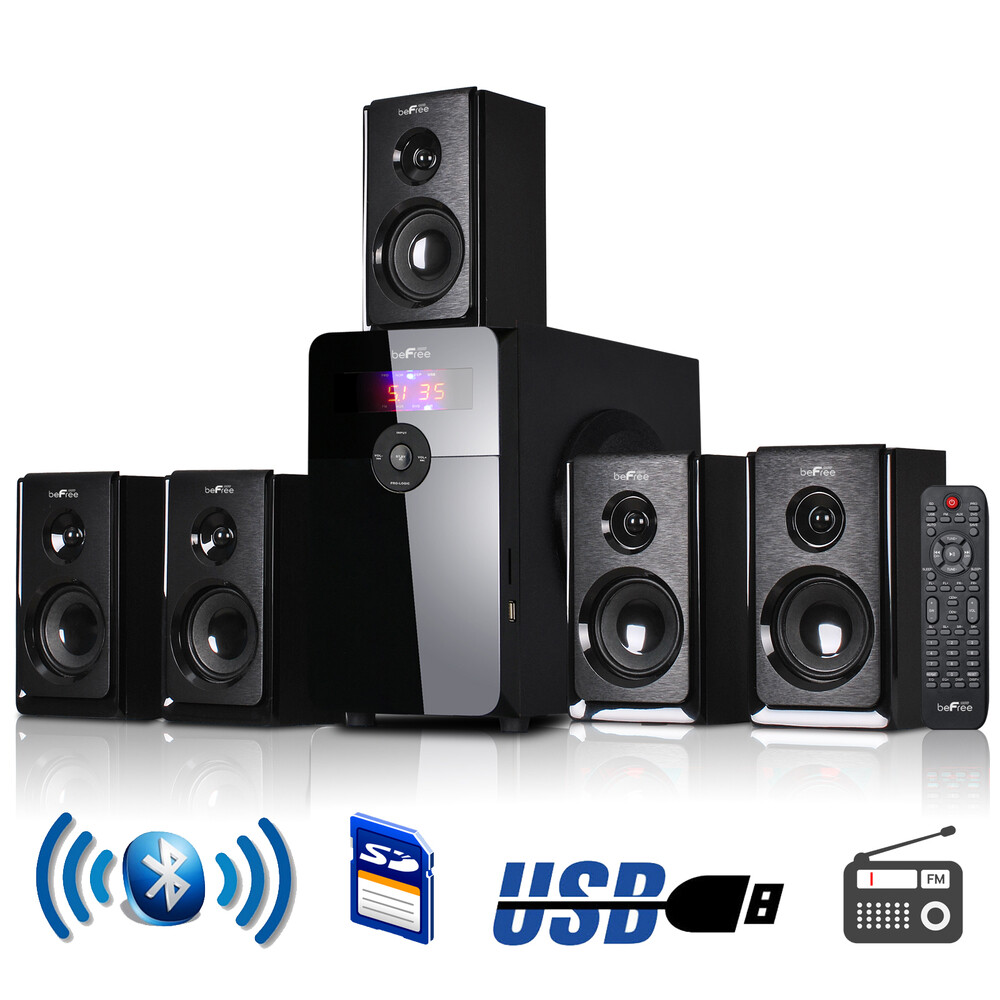 beFree 5.1 Channel Home Theatre Surround Speaker System w Warranty Remote USB BT