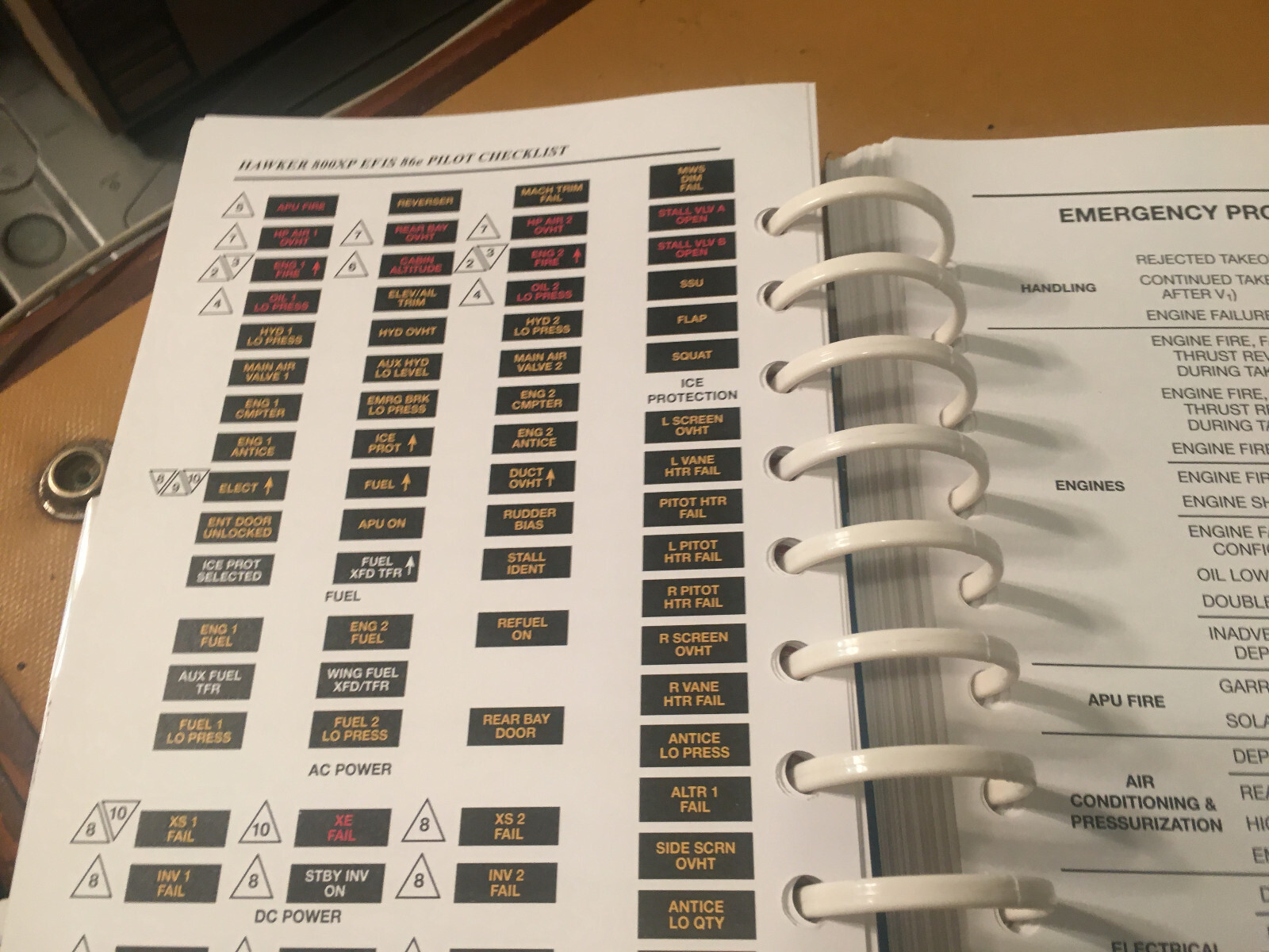 FlightSafety Hawker 800XP with Collins EFIS 86e Pilot Checklist