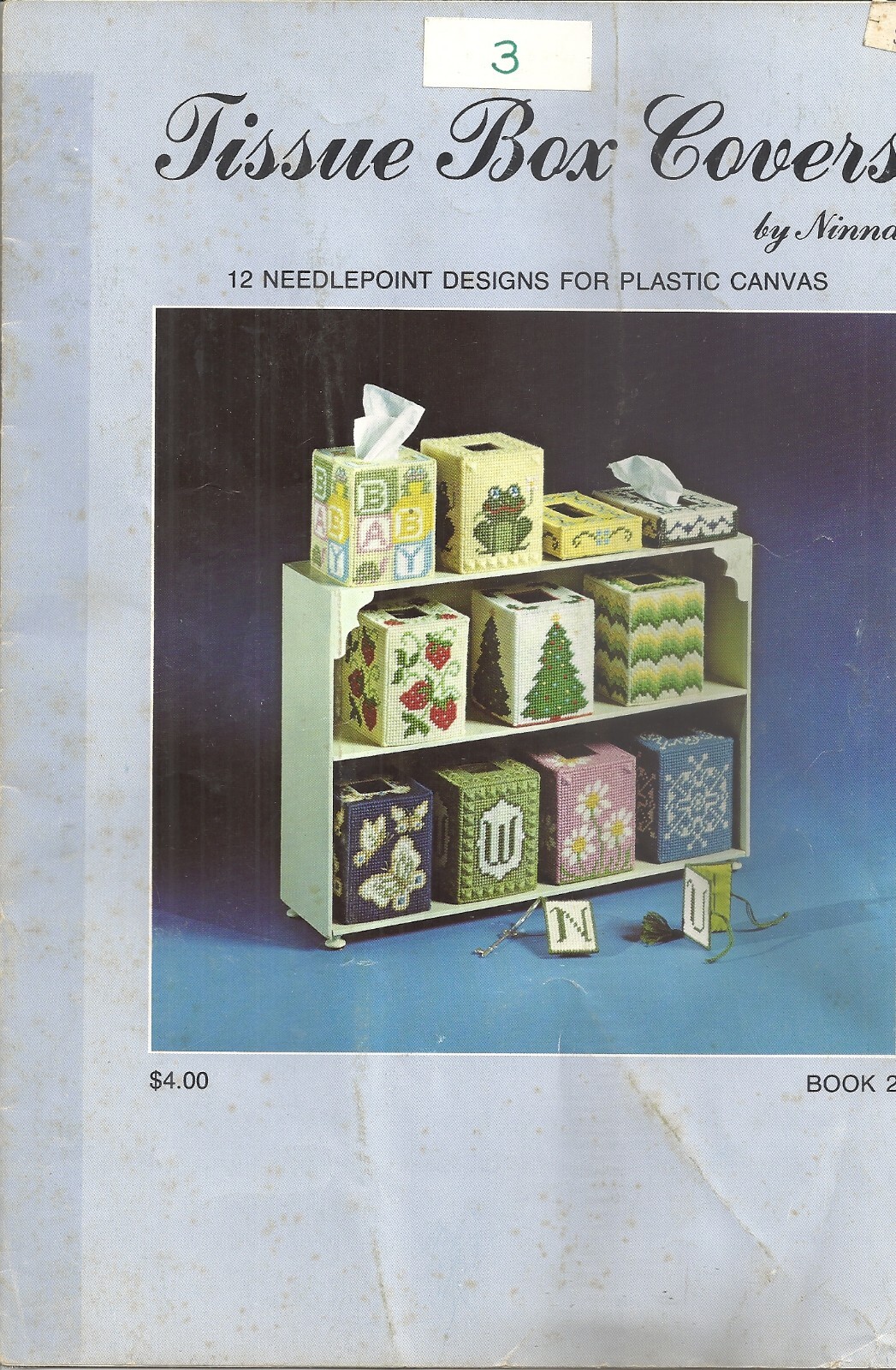 TISSUE BOX COVERS IN PLASTIC CANVAS BY NINNA BOOK 2 PATTERN BOOKLET ©1981