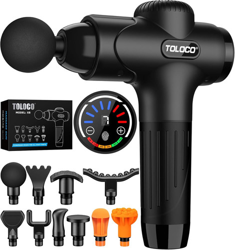 TOLOCO Massage Gun Deep Tissue, Percussion with 10 Black
