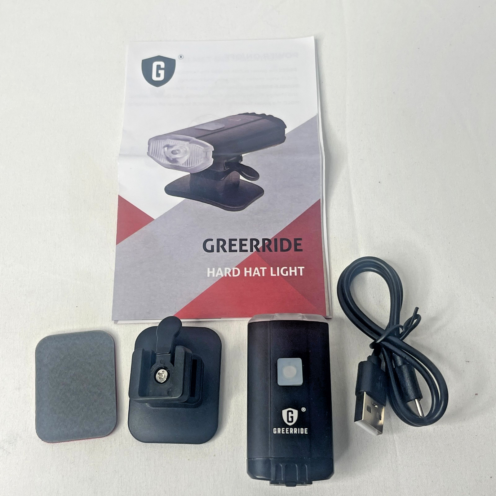 Greerride Rechargeable Hard Hat Light LED Headlamp Waterproof IPX6 100LM
