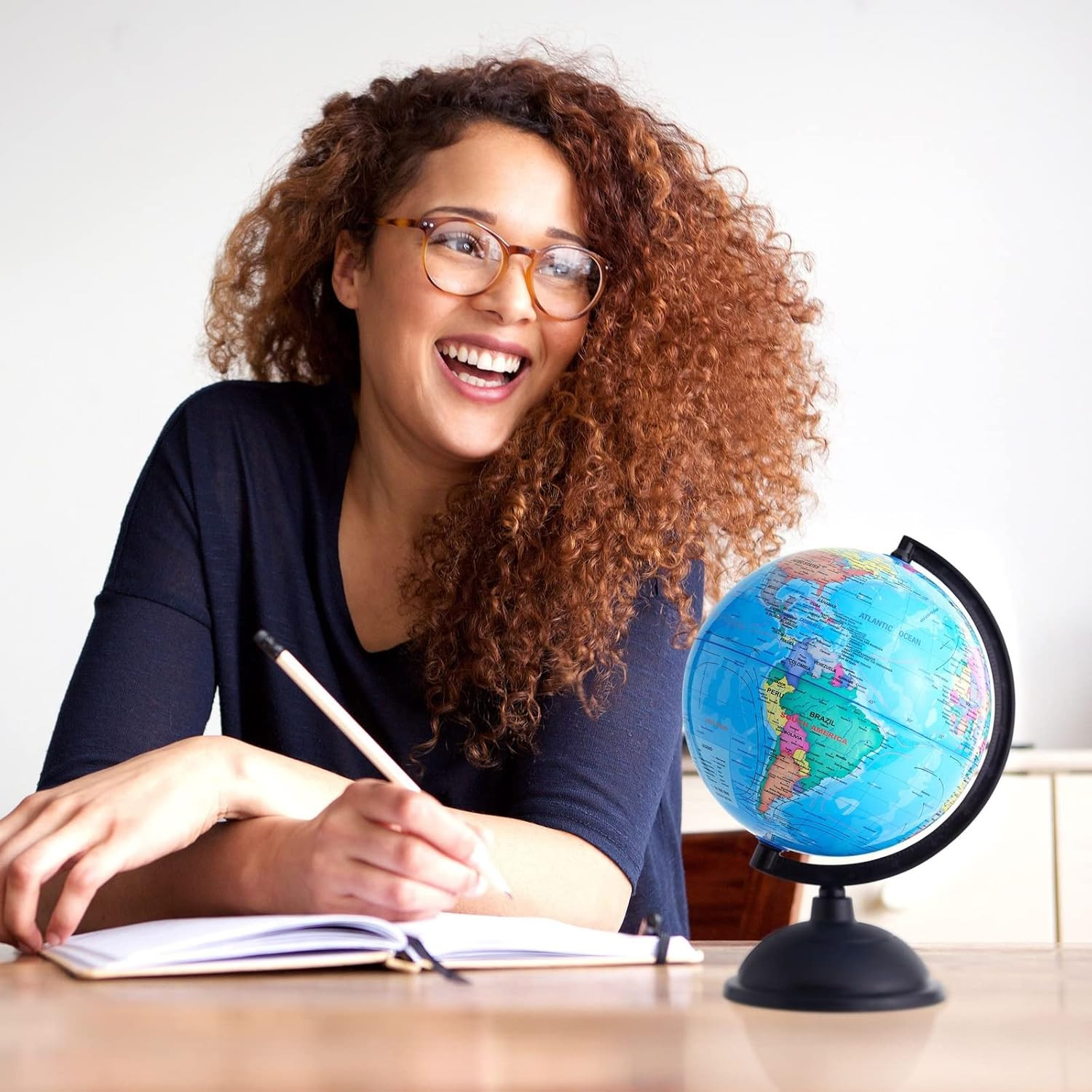8-Inch Multicolor World Globe with Plastic Stand for Kids & Classroom Decor