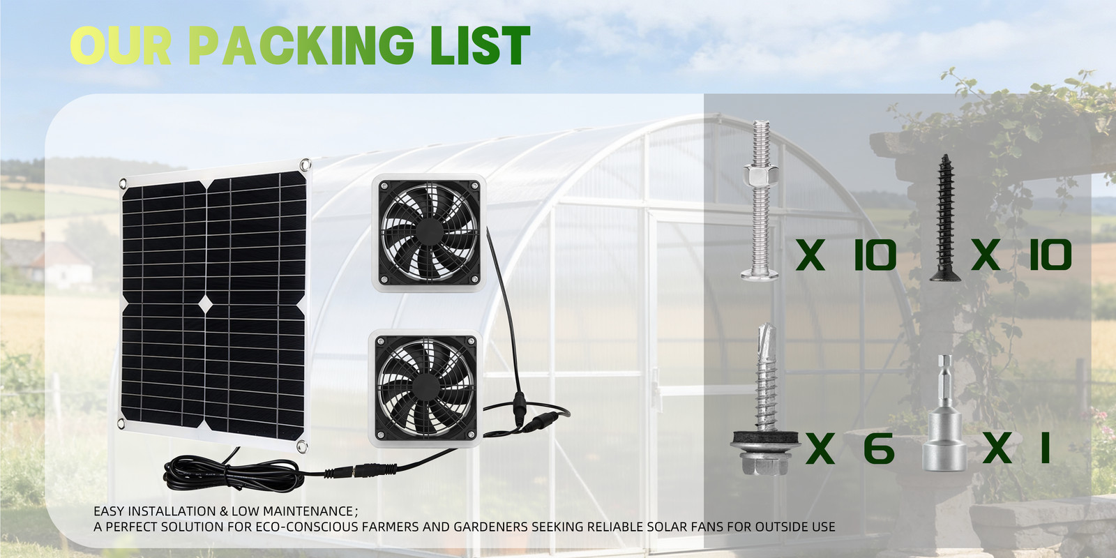 30W Solar Powered Fan for Outside, Adjustable Speed & 3M Cable, Waterproof