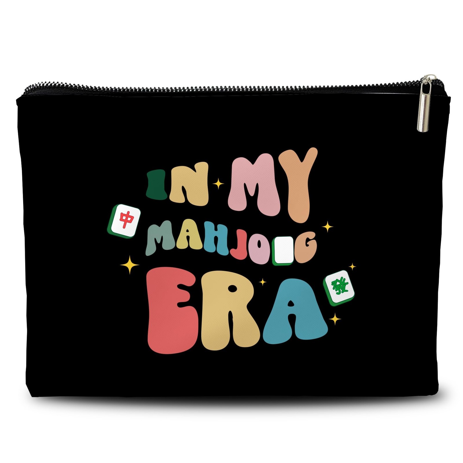 Mahjong Lover Gifts for Women Organizer Bag, 10x7 Inches Black