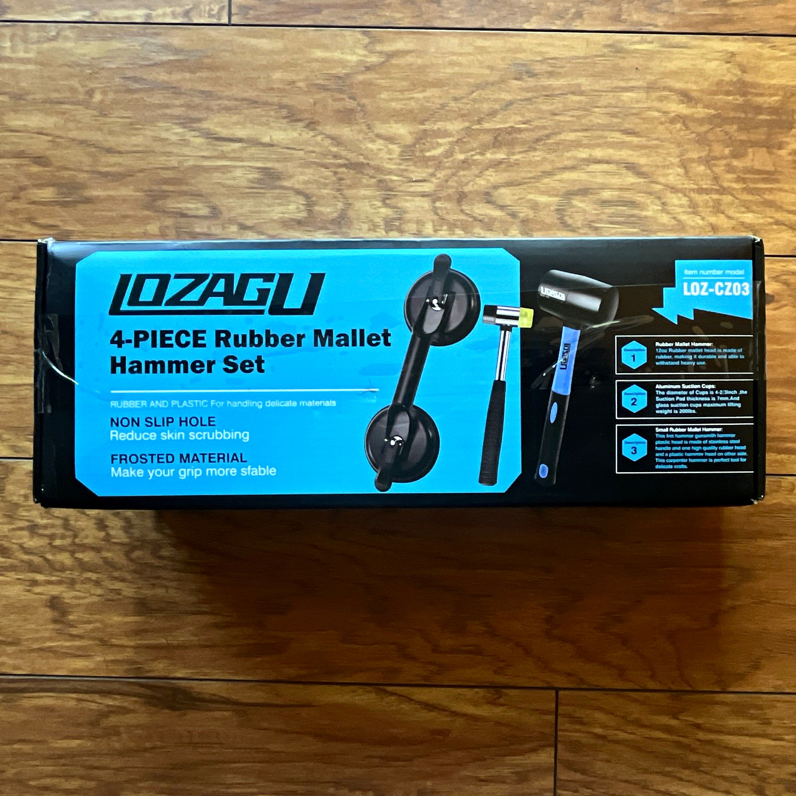 LOZAGU 4-Piece Rubber Mallet Set Steel/Rubber Handle Black/Blue LOZ-CZ03