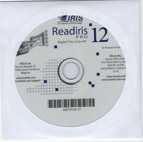 HP Readiris Pro 12 OCR Software Install CD-ROM for Windows PC (2012)