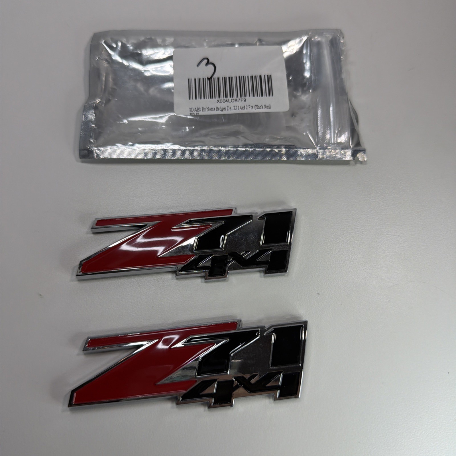 2Pcs Z71 4x4 Emblems 3D Badge Decal Nameplate Chevy Silverado Chrome Red