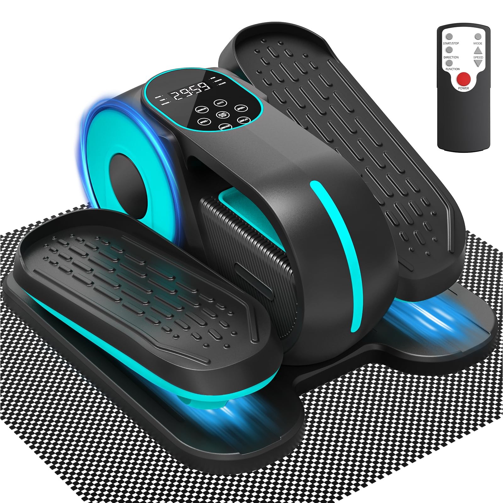 Wefely Under Desk Elliptical Machine, 12 Speeds Leg Exerciser as LakeBlue
