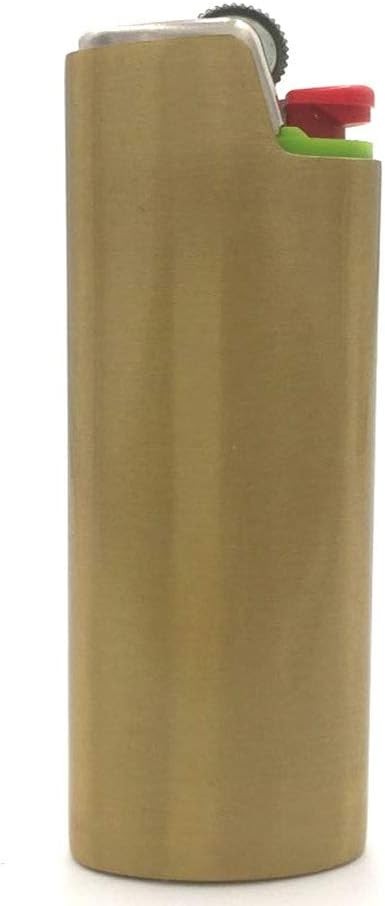 Lighter Case Cover Holder Sleeve Pouches Metal for BIC Full Size Brass