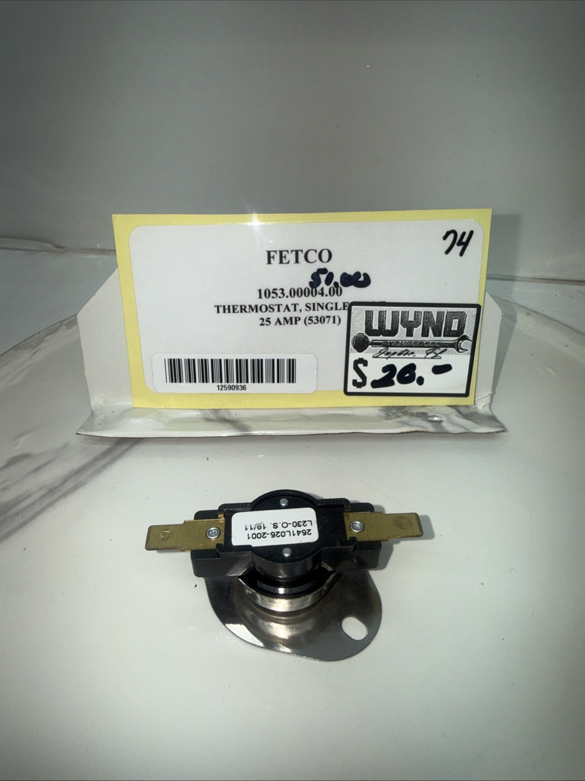 (NEW) Fetco 25 Amp Single Thermostat Part # 1053.000051.00 / 53071