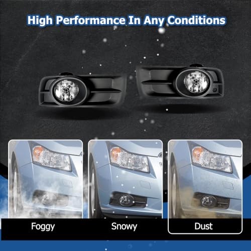 Fog Lights Assembly Replacement for 2010-2014 Chevy Cruze with Bulbs &