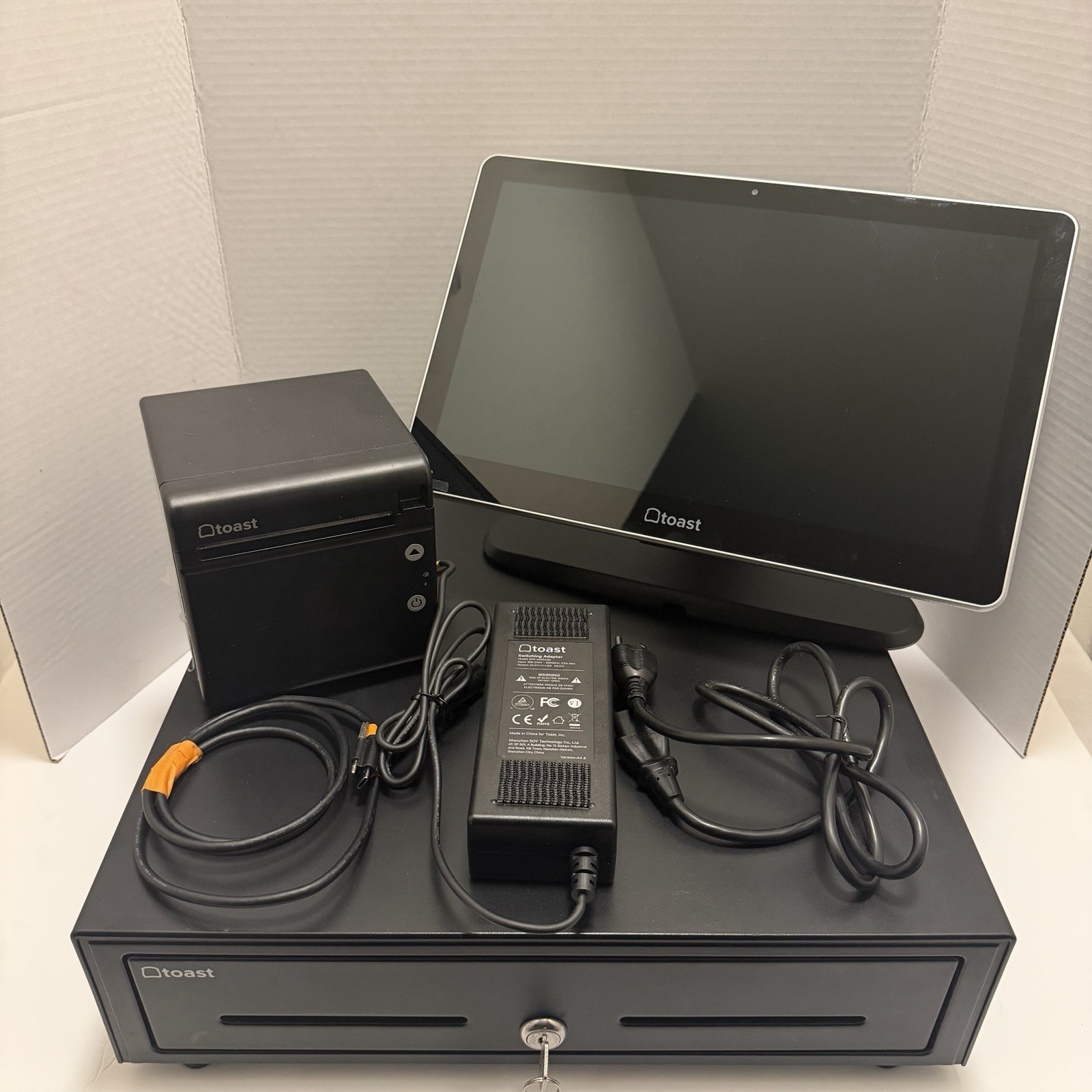 Complete Toast System - Toast Flex POS Tt200 Screen With Cash Drawer And Printer