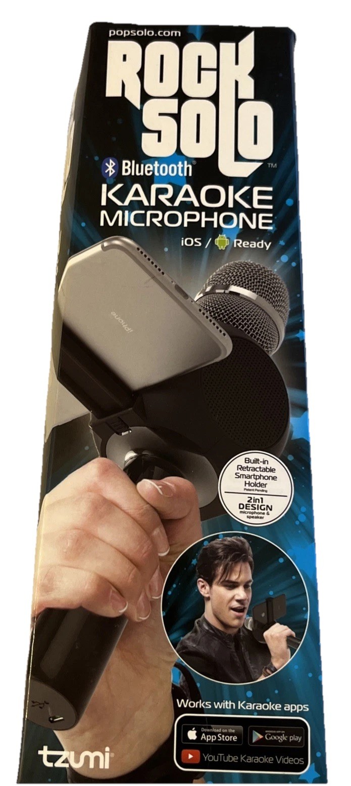 Tzumi Rock Solo Bluetooth Karaoke Mic w/ Speaker & Phone Holder –Open Box-Tested