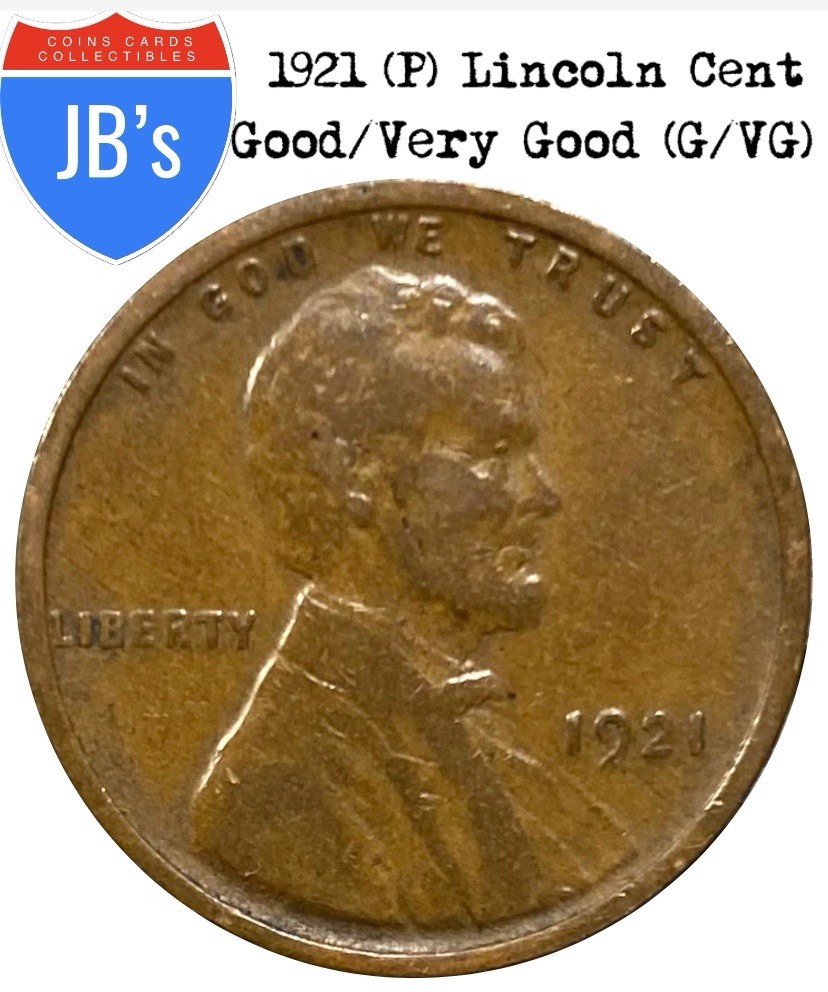 1921 (P) Lincoln Wheat Cent Penny 1c - Circulated Good/Very Good (G/VG)